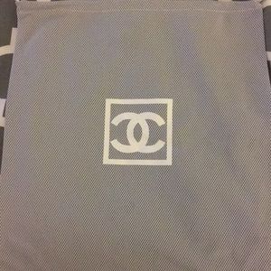Chanel silver mesh dust bag